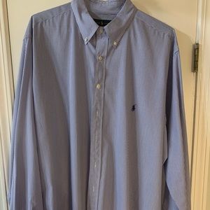2XLT Polo Ralph Lauren Dress Shirt- Blue and White